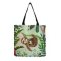 Sac cabas en toile avec imprime paresseux, sac d'epaule animal mignon pour les loisirs. - Jungle Mère Enfant Beige (hm6904)
