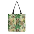Sac cabas en toile imprimé paresseux, sac à bandoulière décontracté pour usage quotidien, chic. - Coeur Rouge Beige (hm6905)