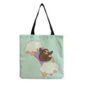 Sac cabas en toile avec impression de paresseux mignon sac à bandoulière décontracté chic - Étoiles Arc-en-ciel Beige (hm6911)
