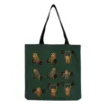 Détail en gros plan de l'imprimé cartoon de paresseux de fitness sur sac en toile. - Fitness Vert Foncé (hm6912)