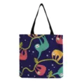 Sac cabas en toile avec imprimé paresseux mignon et fond bleu foncé, sac bandoulière décontracté. - Vignes Colorées Bleu Foncé (hm6917)