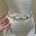 Gold metal waist chain featuring stylish white starfish charms with adjustable extension link. - 67# Gold White Starfish Chain Style (67#)
