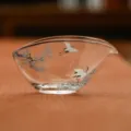Verre de partage de the motif pin et grue, elegante tasses a the pour ceremonie. - Série Pin vert et grue blanche - Pichet à thé en forme de bateau