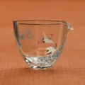 Pichet à thé Gongdaobei en verre motif grue de pin résistant chaleur tasse hexagonale - Série Pin vert et grue blanche - Pichet à thé hexagonal bas