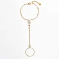 Catena da mano in cristallo placcato oro bracciale da dito gioiello elegante per donna - Stile Cavigliera con Anello per il Piede e Strass
