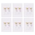 Elegant gold bow pearl drop earrings on display card, perfect bridesmaid jewelry gift. - Geometric Rhinestone Pearl Style