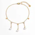 Cavigliera dorata con stelle e perle, catena da piede con nappe elegante per donna. - Stile Nappa Perla Stella