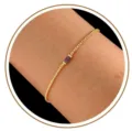 Elegant gold box chain bracelet featuring a rectangular purple birthstone, perfect for daily wear. - January - Gold