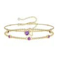Bracciale a doppio strato in oro lettera J cuore zircone stile dolce catena da polso - Stile Lettera A Febbraio / Oro