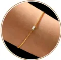 Minimalist baguette stone gold chain bracelet elegant daily wear fashion wrist jewelry gift - April - Gold