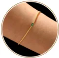 Elégant Bracelet en Chaine Or avec Cristal Vert de Forme Émeraude Quotidien Variante - Mai - Or