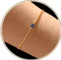 Bracelet de chaîne plaqué or minimaliste avec une pierre précieuse bleue élégante. - Septembre - Or