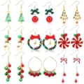 Christmas earrings set for women festive holiday jewelry gift with cute bows bells and green trees. - Christmas Theme Set (Style 1)