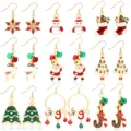Christmas earrings set gold holiday drop dangle earrings for women festive party jewelry gift - Christmas Snowflake Gift Box Hook Set (Style 13)