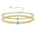 Gold layered birthstone bracelet with blue crystal beads minimalist fashion jewelry gifts - March