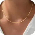 Gold bar chain necklace variant, minimalist delicate clavicle necklace for women fashion jewelry. - Gold Bar Link Clavicle Chain (Style 1) / Gold