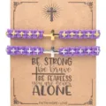 Ensemble de bracelet tressé en croix en acier inoxydable, cordon violet bijoux réglables. - Style 3 (2026-04-B-2674) / Violet Or Acier
