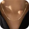 Minimalist gold bar station necklace for women, elegant dainty clavicle chain jewelry item. - Gold Bar Link Clavicle Chain (Style 3) / Gold