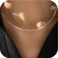 Silver copper multi-tube choker necklace, minimalist style variant, stylish clavicle chain. - Silver Bar Link Clavicle Chain (Style 6)