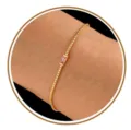 Bracelet en chaine plaque or dore avec une pierre de naissance rose rectangulaire. - Octobre - Or