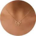 Goldene Schleife Anhänger Halskette für Damen filigrane Kette Schmuck eleganter Halsschmuck - Einfacher Schleife Stil / Gold