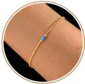 Bracelet de chaîne doré élégant avec pierre précieuse bleue pour femmes cadeau d anniversaire - Décembre - Or