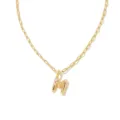 Collier pendentif lettre M plaqué or avec détails étincelants pour femmes élégantes. - M / Or