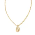 Collier de chaîne Paperclip ton or avec pendentif lettre U en cristal étincelant - Lettre U / Or