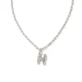 Collier pendentif lettre H en argent avec des pierres scintillantes et chaîne élégante. - Lettre H / Acier