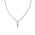 Collier chaîne paperclip argenté avec pendentif vertical minimaliste et détail étoile. - Lettre I / Acier
