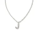 Collier pendentif lettre J en argent avec des zircons cubiques scintillants et chaine chic. - Lettre J / Acier