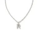 Collier pendentif lettre R en argent avec des pierres étincelantes, design élégant minimaliste. - Lettre R / Acier