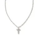 Collier chaîne argent avec pendentif croix cristal pour femme mode bijoux cadeaux - Lettre T / Acier