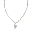 Collier pendentif lettre V argenté avec cristaux étincelants et chaîne trombone pour femme. - Lettre V / Acier