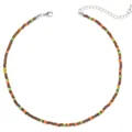 Elegante collana girocollo boho con perline multicolore marroni arancioni e verdi - modello 2