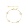 Gold pearl flower chain bracelet for women minimalist chic fashion jewelry daily wear - Style 1 / Gold