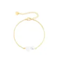 Gold chain bracelet with white heart and pearl charm, elegant minimalist style for women. - Style 2 / Gold