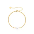 Gold-plated delicate chain bracelet for women featuring a single pearl and adjustable extension. - Style 3 / Gold