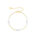Elegant gold-tone chain bracelet featuring delicate artificial pearls for women daily wear. - Style 4 / Gold