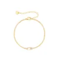 Elegante gouden kettingarmband met een fijne parel en sprankelende zirkoon voor dames. - Stijl 5 / Goud