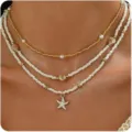 Collana girocollo multistrato boho vacanza al mare con pendenti conchiglia e stella. - Modello 6