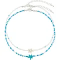 Collana girocollo doppia con perline e stella marina spiaggia boho blu bianco gioielli donna - Stile 9