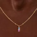 Minimalist fashion women birthstone necklace dainty clavicle chain elegant jewelry - Light Blue And Pink Rhinestone Necklace (Style 5)