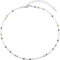 Collana girocollo con perline boho in bianco nero oro e chiusura in metallo argento. - Stile 11