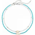 Collana di perle a doppio strato stile spiaggia perle turchesi e bianche pendenti - Stile 14