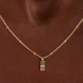 Elegant minimalist birthstone pendant necklace for women, stylish luxury gold chain jewelry. - Green And Pink Rhinestone Necklace (Style 13)