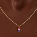 Minimalist gold birthstone necklace with red and blue cubic zirconia stones for women variant style. - Red And Blue Rhinestone Necklace (Style 10)