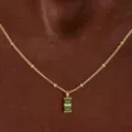 Gold Birthstone Necklace Double Green Gemstone Pendant Dainty Minimalist Jewelry - Double Green Rhinestone Necklace (Style 20)