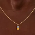 Minimalist birthstone necklace for women, elegant double stone gold clavicle chain chic. - Blue-Purple and Yellow-Orange Rhinestone Necklace (Style 21)