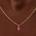 Elegant gold chain necklace with purple and pink birthstone pendant for women chic fashion - Purple And Pink Rhinestone Necklace (款式31)